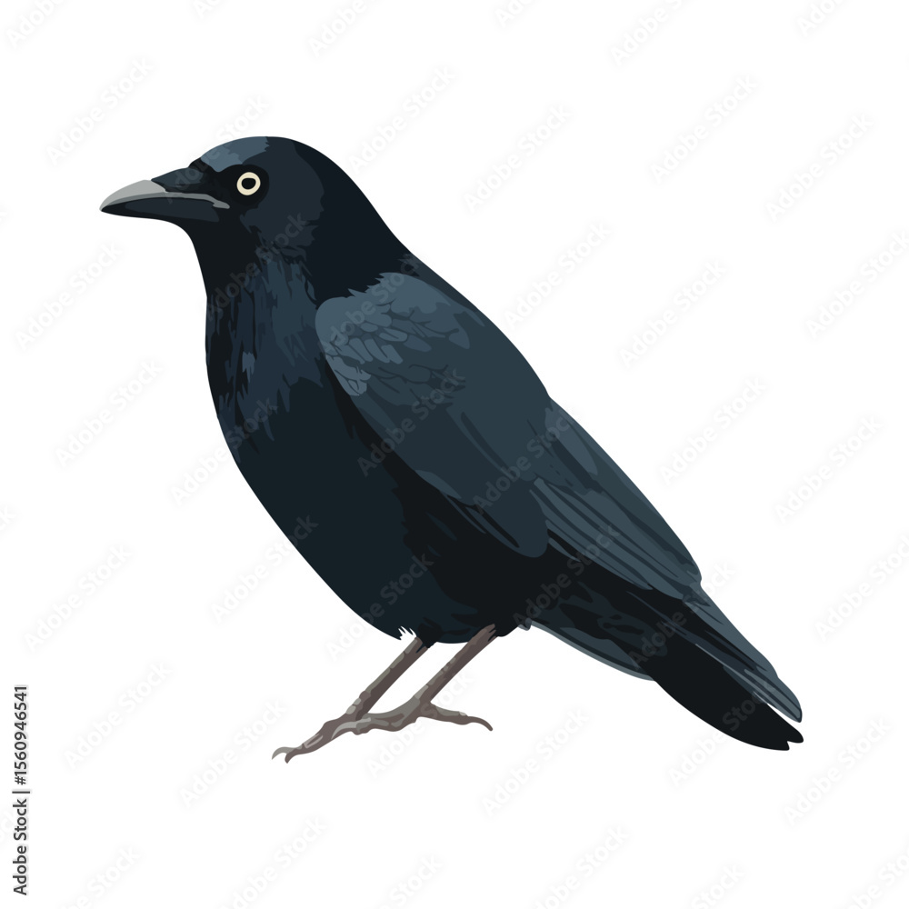Obraz premium vector illustration of crow isolated in White Background, crow vector