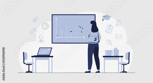 Analyzing Data On A Board In A Home Office Education And Business Concept