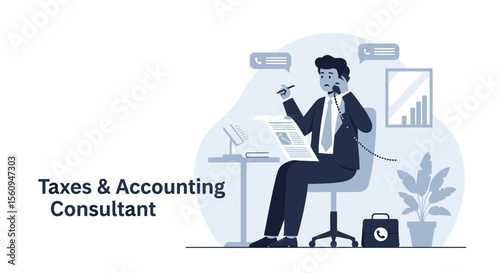 Busy Accountant Consulting Clients About Finances And Company Taxes In The Office