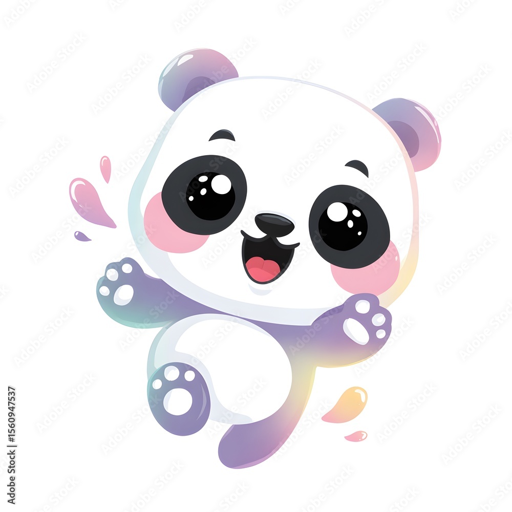 Fototapeta premium A playful panda with vibrant colors, exuding joy and energy