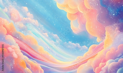 
Shiny marble sky. Fairy fantasy skies, pastel colorful sparkles and fabulous dream sky vector background

