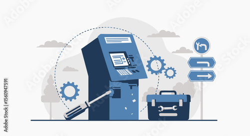 Atm Machine Maintenance And Repair With Tools Equipment Service Solution