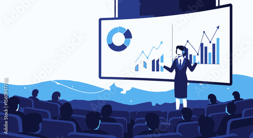 Business Conference Presentation Showcasing Financial Growth And Positive Market Trends