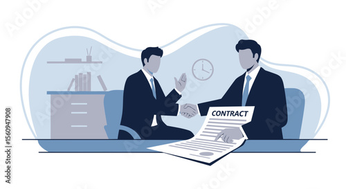 Business Agreement Signed Between Two Executives Sealing An Official Partnership Deal
