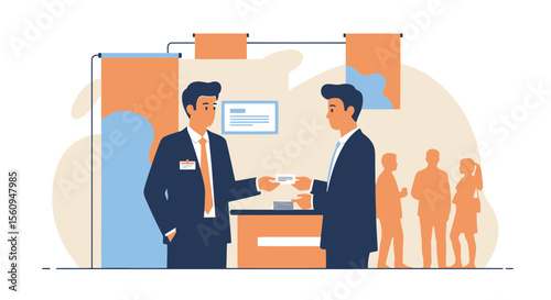 Business Networking At Exhibition Stand With Marketing And Presentation Concepts