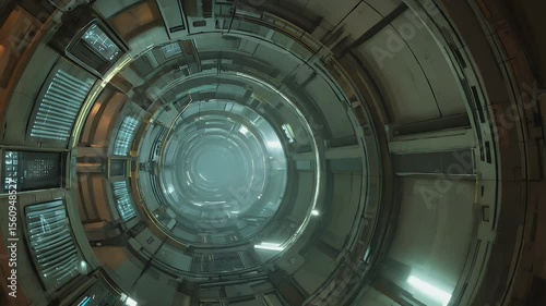 Futuristic Sci-Fi Tunnel Interior - Seamless Loop for Technology Backgrounds
