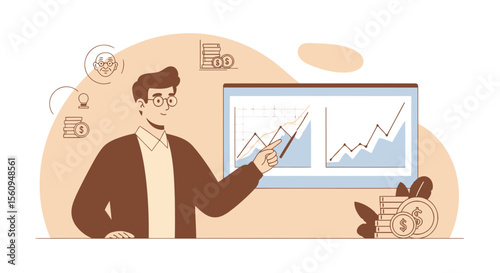 Financial Advisor Explaining Long-Term Wealth Growth Through Investment Chart
