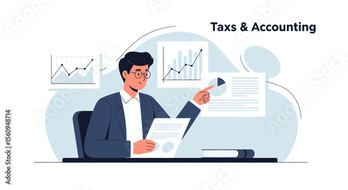 Financial Professional Reviewing Charts for Growth and Planning Strategy