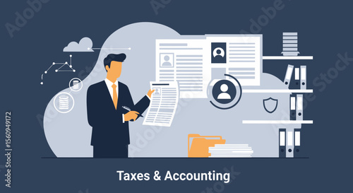 Consulting Accountant Checks Financial Documentation For Business Growth And Taxation