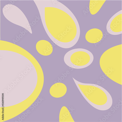 Abstract graphic design featuring fluid organic shapes in pastel yellow and purple