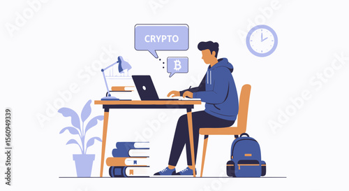 Investing In Digital Finance Analyzing Crypto Trends From Home Workspace Concept