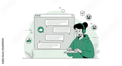Dedicated Customer Service Chat Agent Provides Online Support Assistance