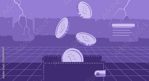 Cryptocurrency Volatility Conceptual Illustration Of Digital Assets Dropping Into Wallet