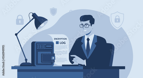 Encrypted Data Protection And Secure Digital Transactions Illustration Concepts
