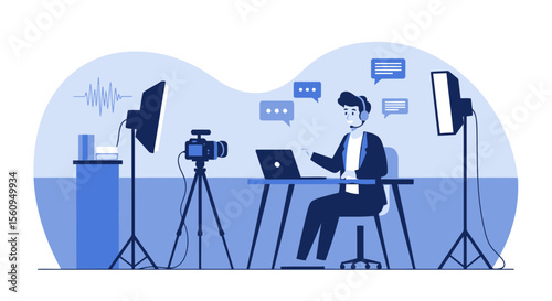 Engaging Online Presentation Setup With A Modern Minimalist Studio Environment