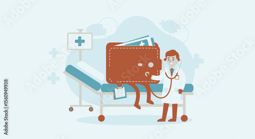Economic Wellness Depicted By Healthcare Professional Examining Wallet Health Condition