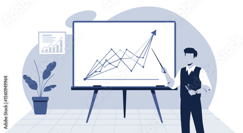 Modern Business Presentation With Growth Chart And Confident Professional Figure