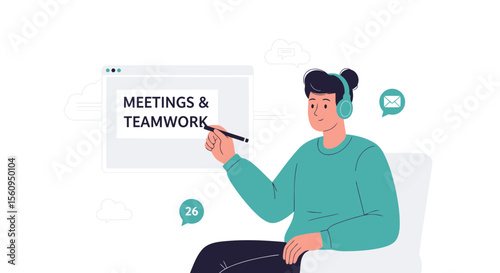 Engaged Professional Facilitating Virtual Meetings And Teamwork Session Online