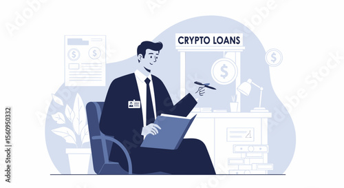 Financial Advisor Analyzing Cryptocurrency Loan Options For Business Solutions