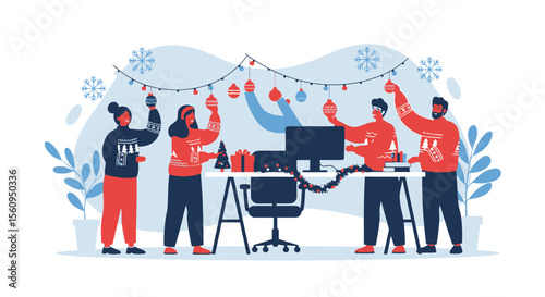 Festive Office Decorating A Time For Celebrating Christmas Season Together