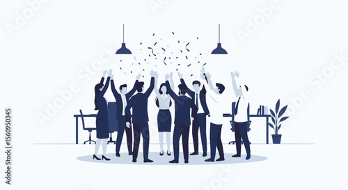 Excited Colleagues Celebrating A Business Achievement In Modern Office