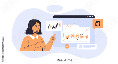 Financial Analyst Explaining Stock Market Trends And Data Analytics Online