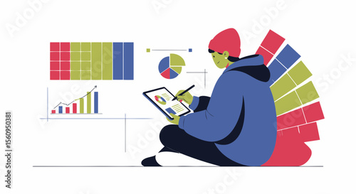 Financial Analysis And Data Visualization On Digital Tablet For Creative Designer