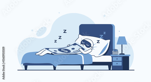 Dreaming Of Financial Stability Money Cartoon Character Asleep Peacefully In Bed