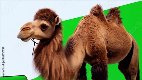 Wallpaper Mural A brown camel standing in front of a green screen background in a studio setting view from the front green screen animal video Torontodigital.ca