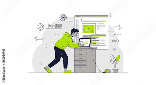 Focused Coder Developing Application At Home In Relaxed Attire And Creative Environment