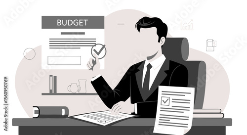 Financial Advisor Approving Budget Plan In The Office At The Workplace