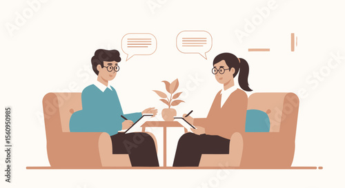 Creative Therapy Session Illustration Promoting Emotional Wellness And Support