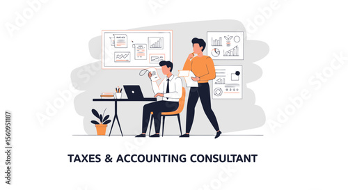 Financial Analysts Collaborating On Accounting Tasks In An Office Environment