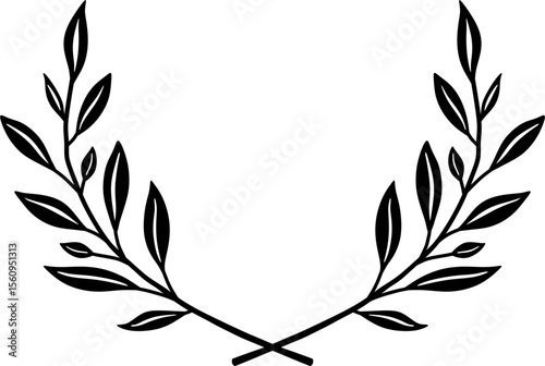 Olive Branches – Minimalist Black and White Vector Illustration