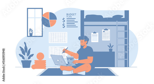 Person Calculating Finances And Planning Budget In Their Room With A Laptop