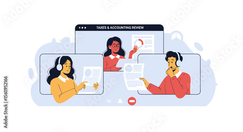 Online Taxation And Accounting Review Meeting With Virtual Financial Team