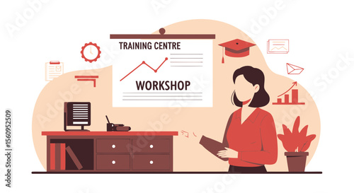 Professional Woman Giving a Presentation at a Training Centre Workshop