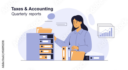 Professional Woman Manages Finance Documents In Office For Accounting Services