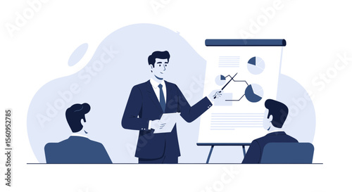 Engaging Presentation By Confident Business Speaker Delivering Data Analysis
