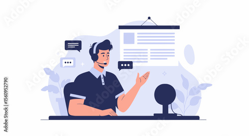 Professional Customer Service Representative Providing Assistance Online Telecommunications