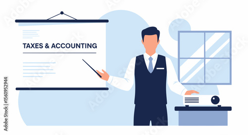 Professional Presentation On Taxes And Accounting In Modern Office Setting