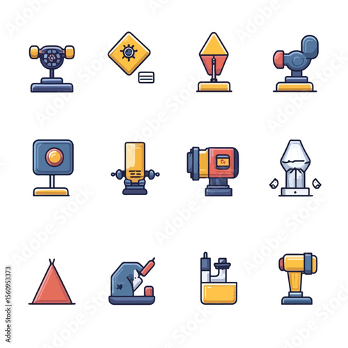  2D Flat icon 3D Printing & Manufacturing Icons isolated in White Background