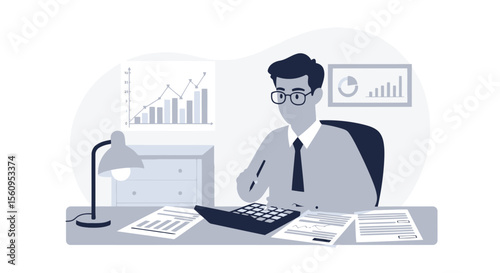 Professional Accountant Analyzing Financial Data For Business Growth And Tax Planning