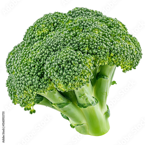 Fresh green broccoli head isolated on a white background png ai.