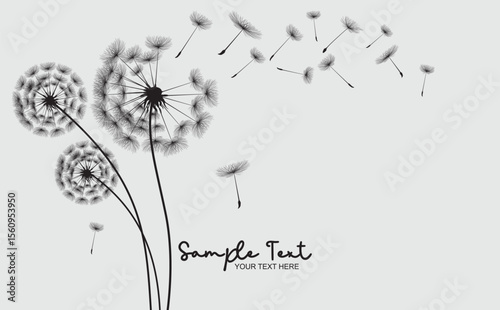 Wild flower dandelion in a vector style isolated. Vector flower for background, dandelion flying wall decal children's room 