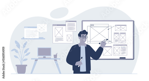Web Developer Visualizing Application Interface During Interactive Design Presentation
