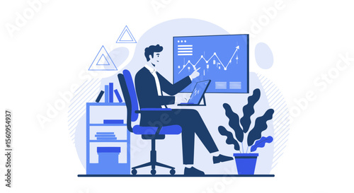 Professional Investor Analyzing Stock Market Trends At His Home Office