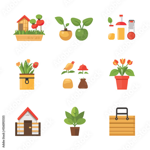 2D Flat icon Agriculture & Farming Icons isolated in White Background in White Background