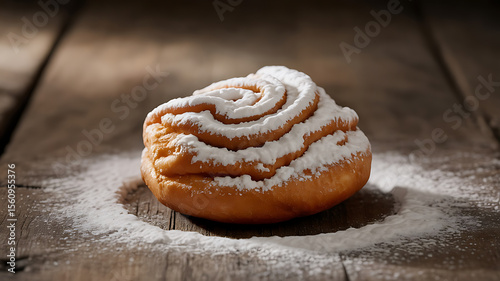 Sweet pastry dusted with powdered sugar.
