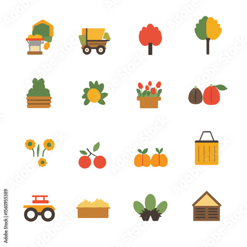 2D Flat icon Agriculture & Farming Icons isolated in White Background in White Background